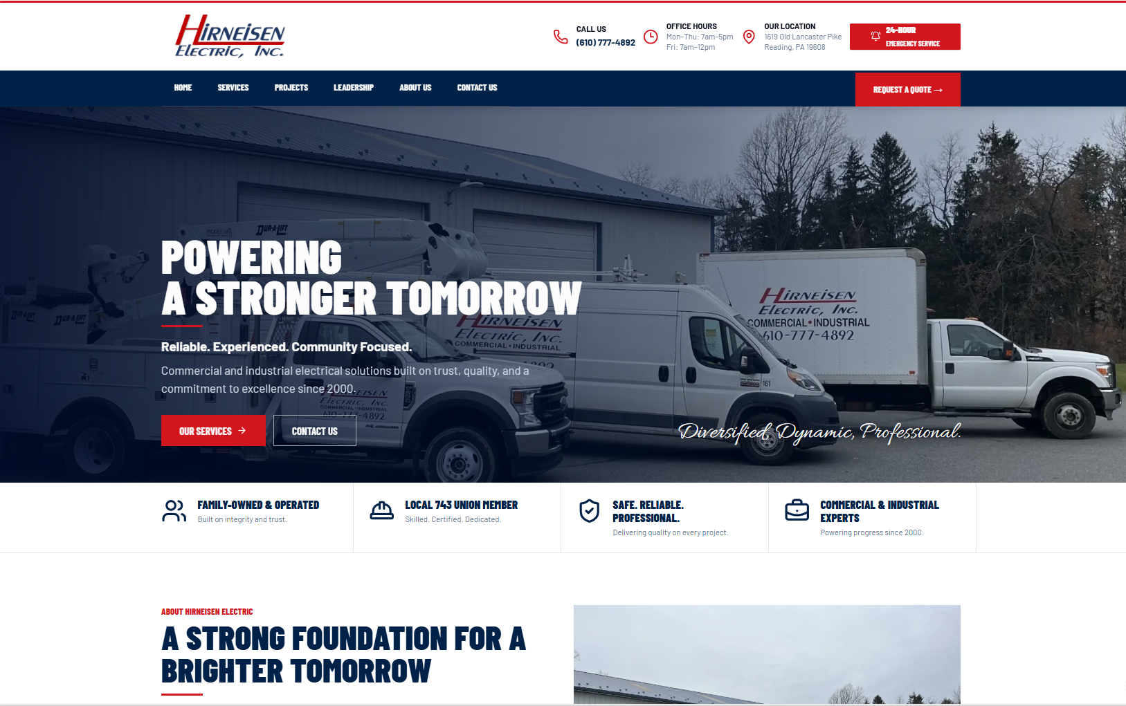 Electrical services website example supplied as a design reference